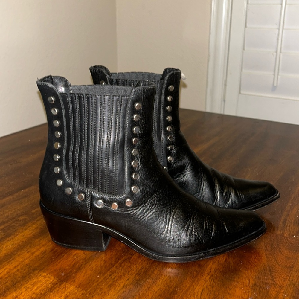 Diesel black gold studded ankle boots.,